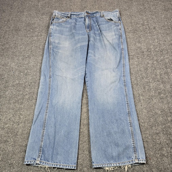 Wrangler Other - Wrangler Jeans Mens 40x32 Light Wash Relaxed Bootcut Denim Frayed Hem 38x30
